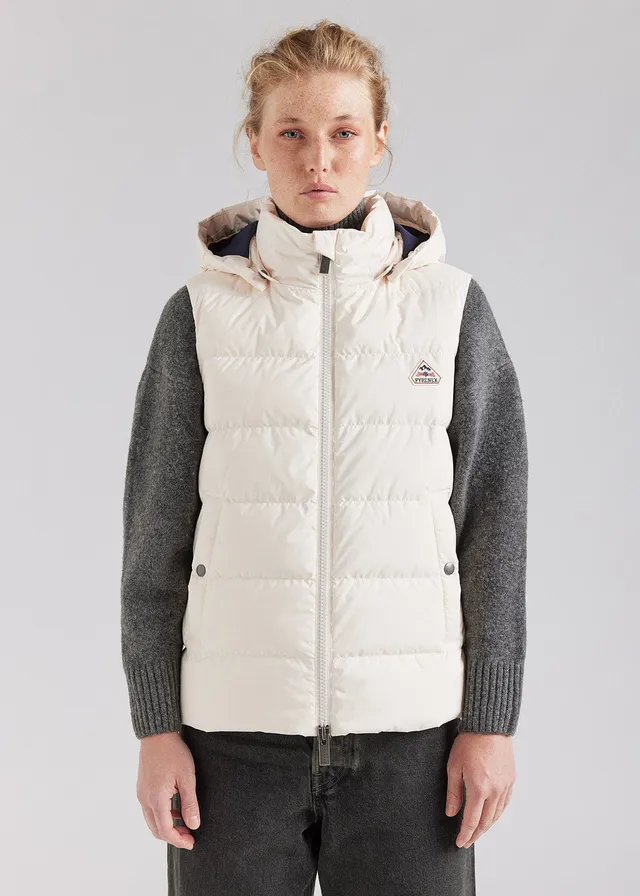 pyrenex-spoutnic-doudoune-sans-manches-femme-chalk-capuche image 1