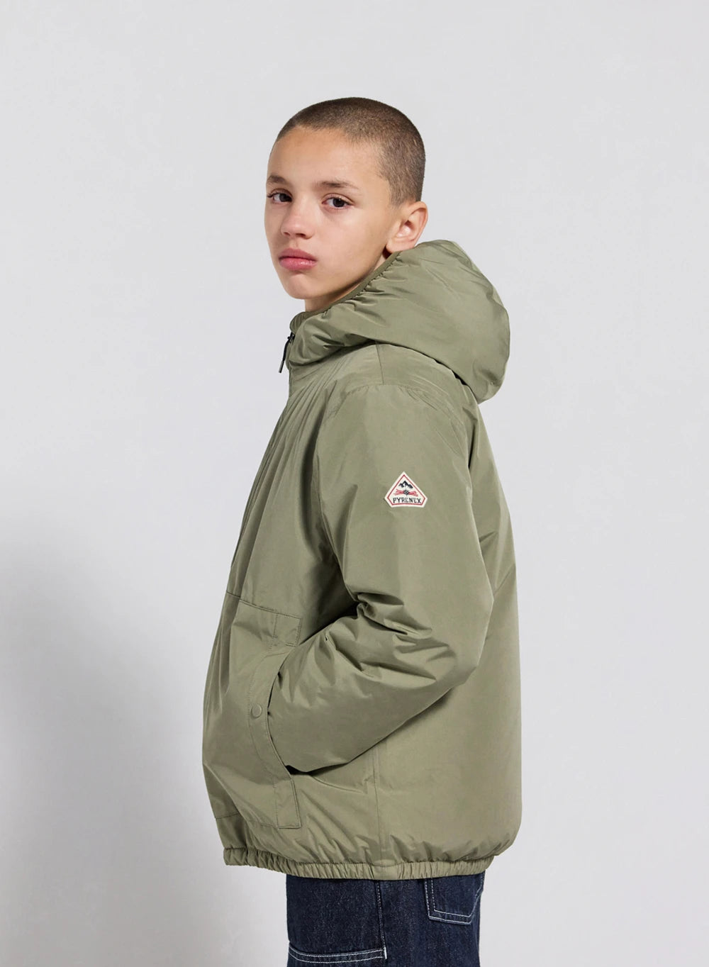 pyrenex-density-blouson-duvet-enfant-kaki-clair-imperm-able-capuche image 6