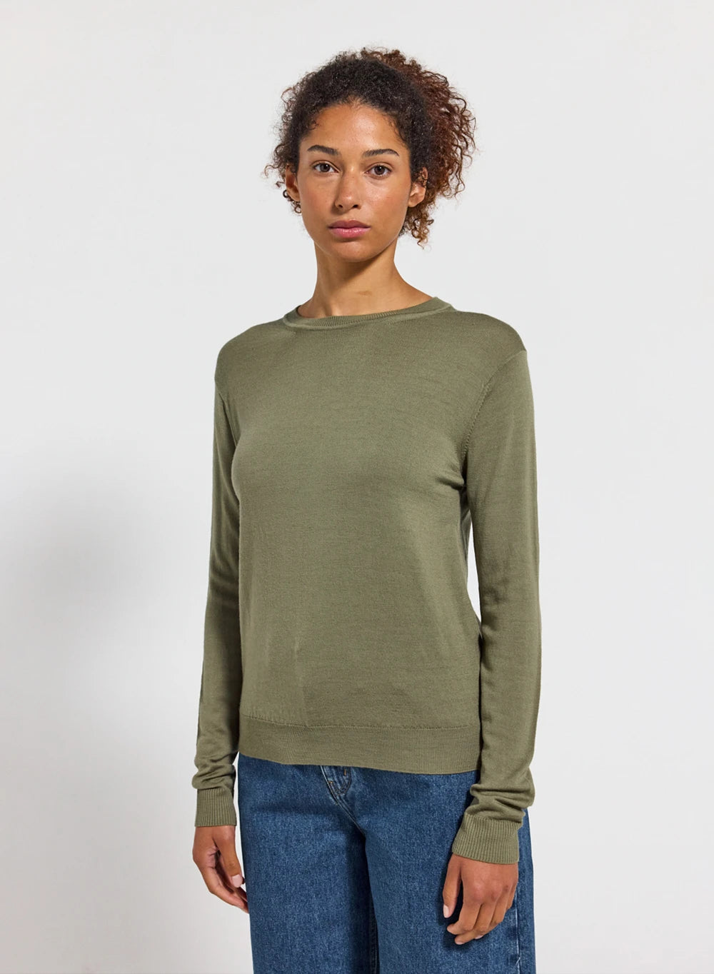 pyrenex-mysig-pull-fin-col-rond-laine-m-rinos-femme-kaki image 1