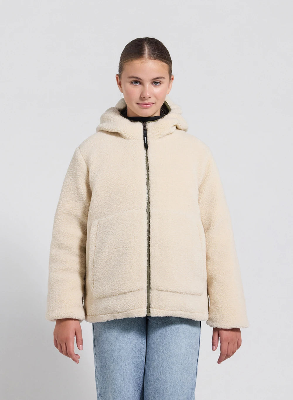 pyrenex-keylinn-doudoune-r-versible-enfant-kaki-clair-sherpa image 2
