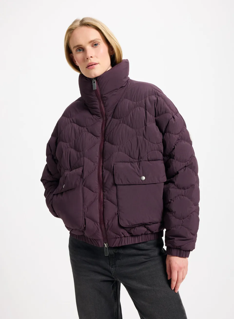pyrenex-enola-doudoune-courte-bomber-femme-bordeaux image 1