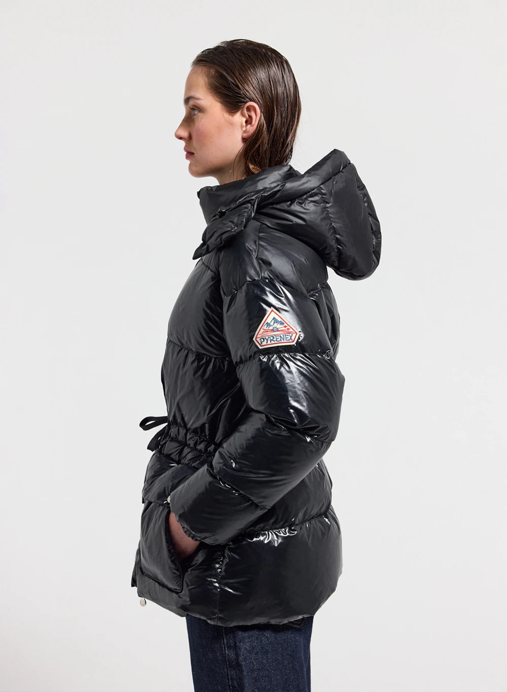pyrenex-alexa-doudoune-brillante-mi-longue-capuche-femme-noire image 3
