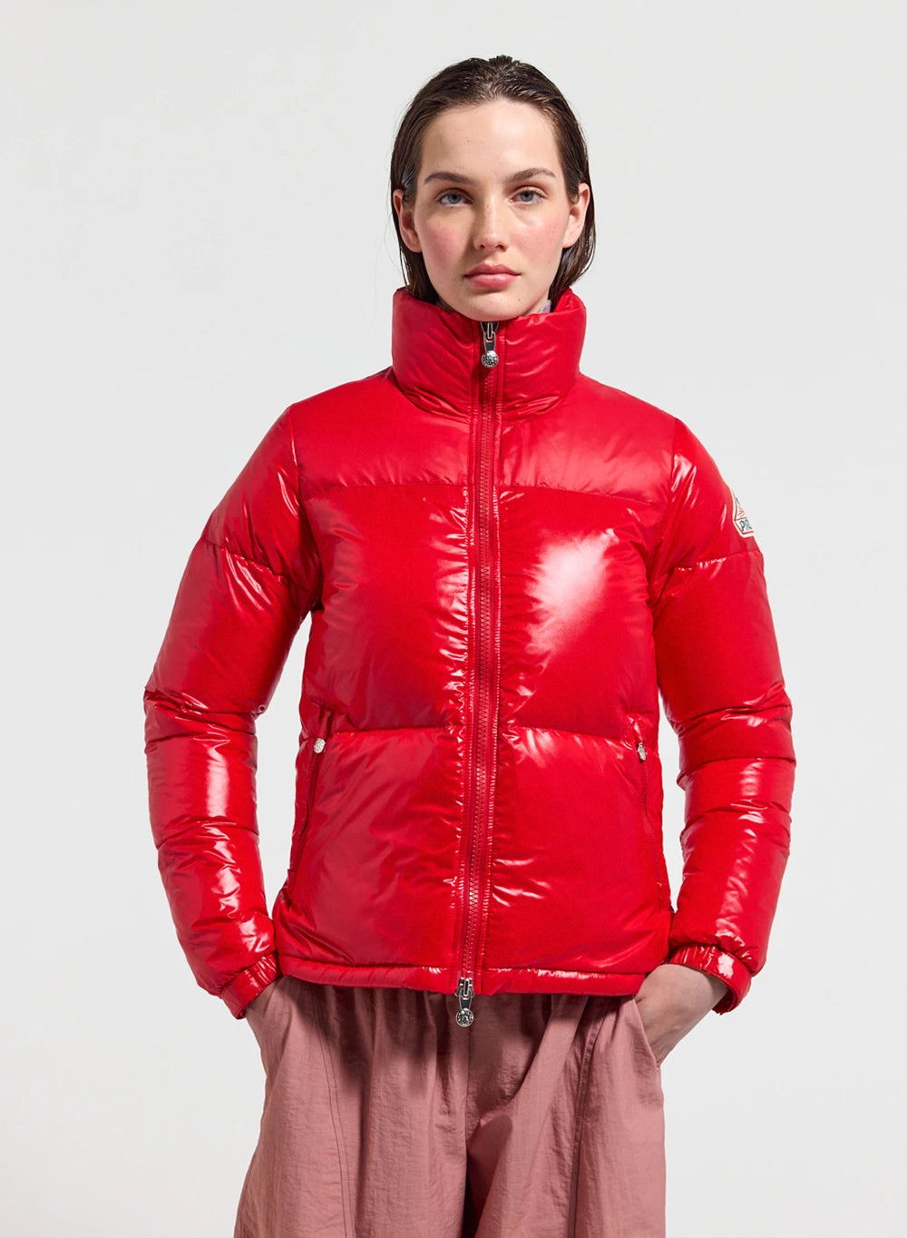 pyrenex-goldin-doudoune-courte-femme-brillante-rouge image 1