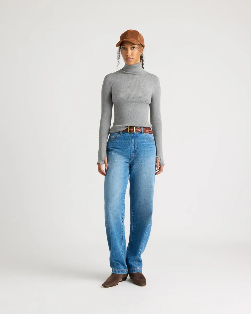 kanuk-garnier-jean-taille-haute-jambe-large-femme image 1