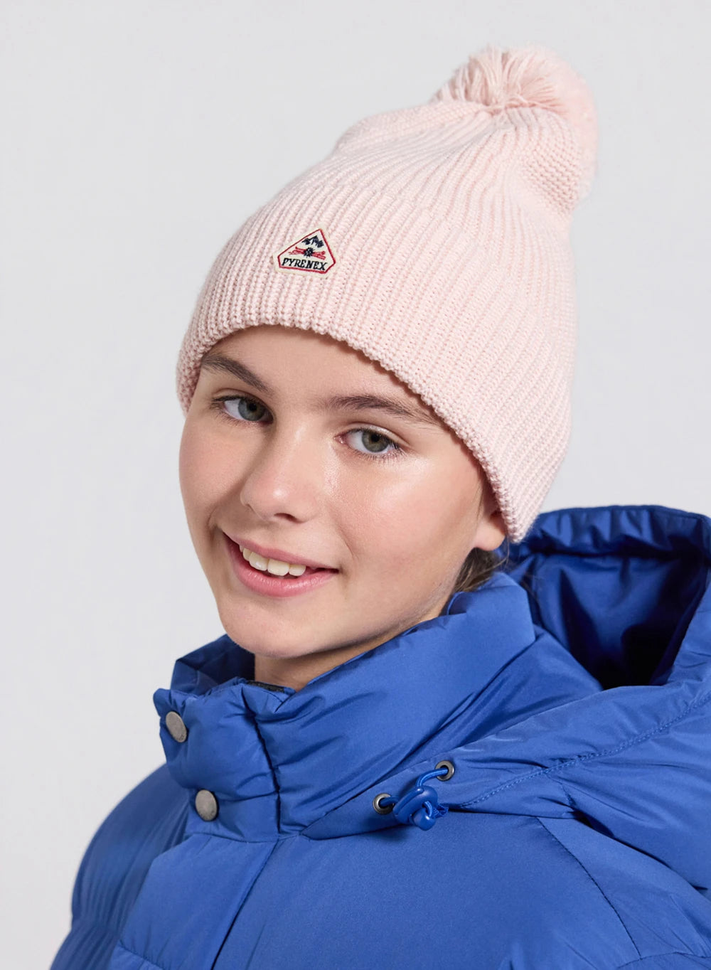 pyrenex-eki-bonnet-pompon-laine-enfant-rose-clair image 1