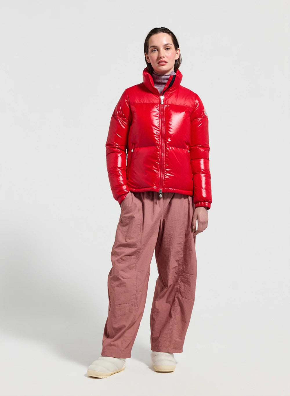 pyrenex-goldin-doudoune-courte-femme-brillante-rouge image 2