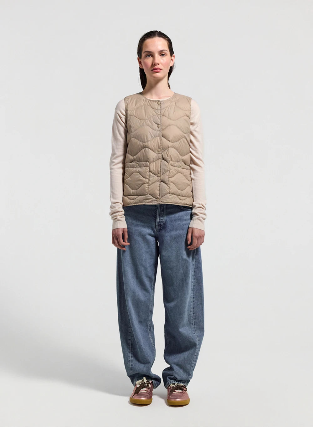 pyrenex-orite-vest-doudoune-sans-manches-femme-beige image 2