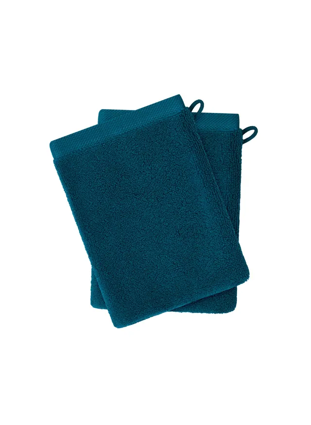 pyrenex-hana-set-de-deux-gants-de-toilette-bleu-paon image 1
