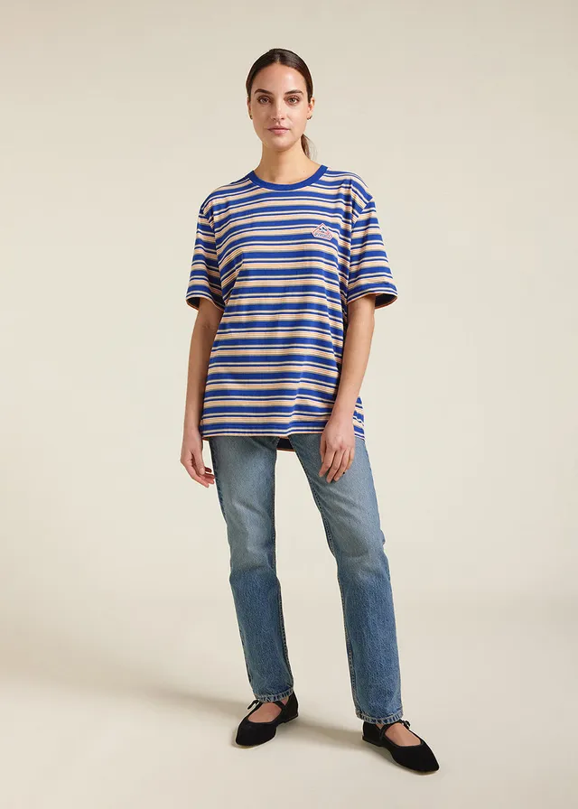 pyrenex-horizon-t-shirt-unisexe-rayures-coton-bio-blue-print image 1