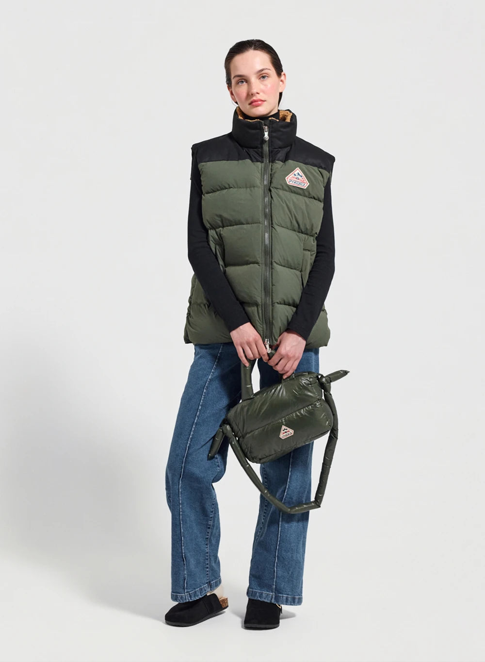 pyrenex-retro-john-doudoune-sans-manche-kaki-fonc-col-sherpa image 3