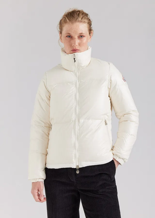 pyrenex-goldin-doudoune-courte-brillante-femme-chalk image 1