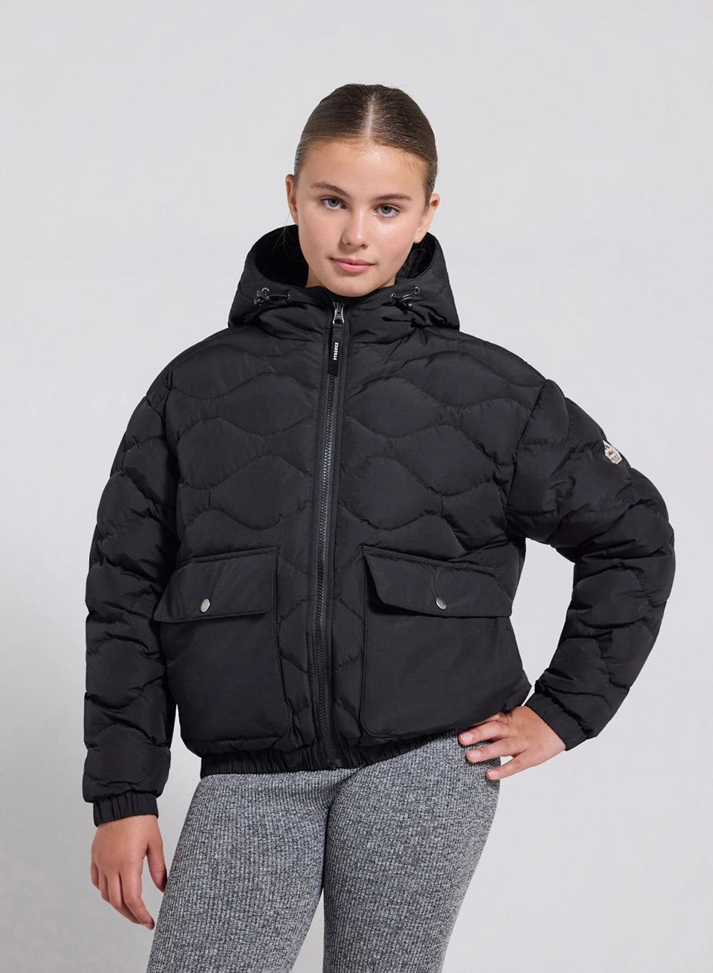 pyrenex-beille-doudoune-bomber-capuche-enfant-noire image 1