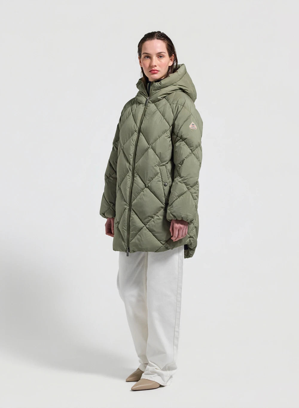pyrenex-adele-parka-doudoune-longue-capuche-femme-kaki-clair image 2