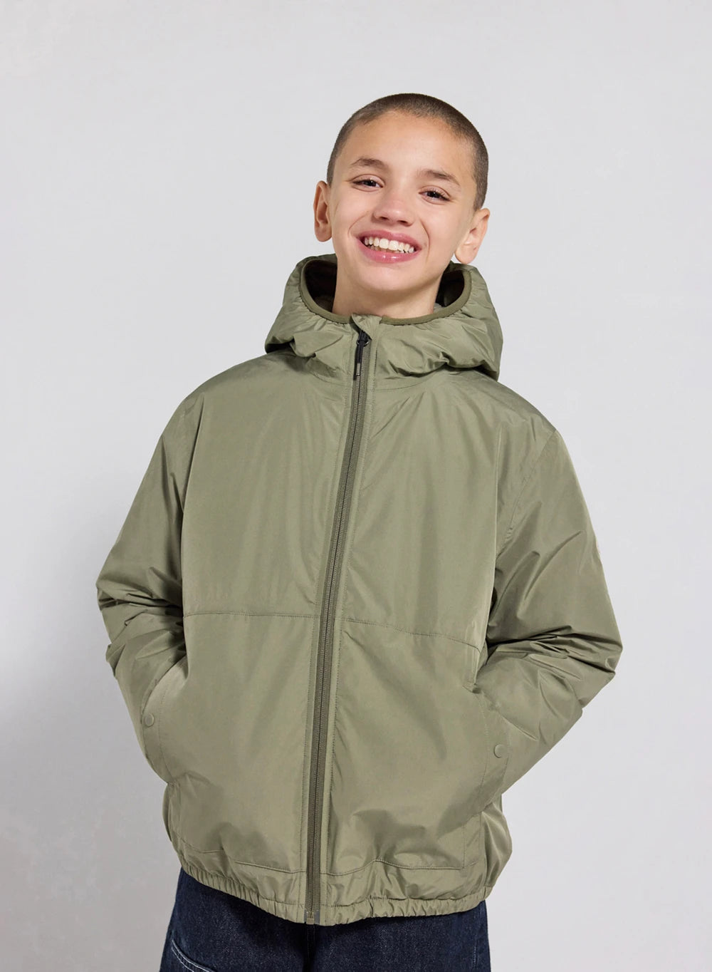 pyrenex-density-blouson-duvet-enfant-kaki-clair-imperm-able-capuche image 2