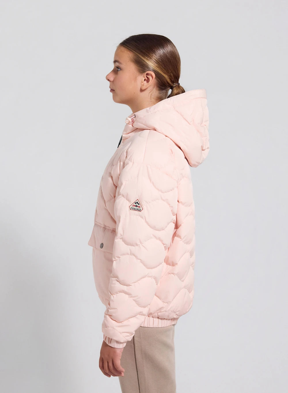 doudoune-bomber-capuche-enfant-pyrenex-beille-rose-clair image 3