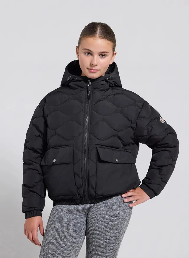 pyrenex-beille-doudoune-bomber-capuche-enfant-noire image 1